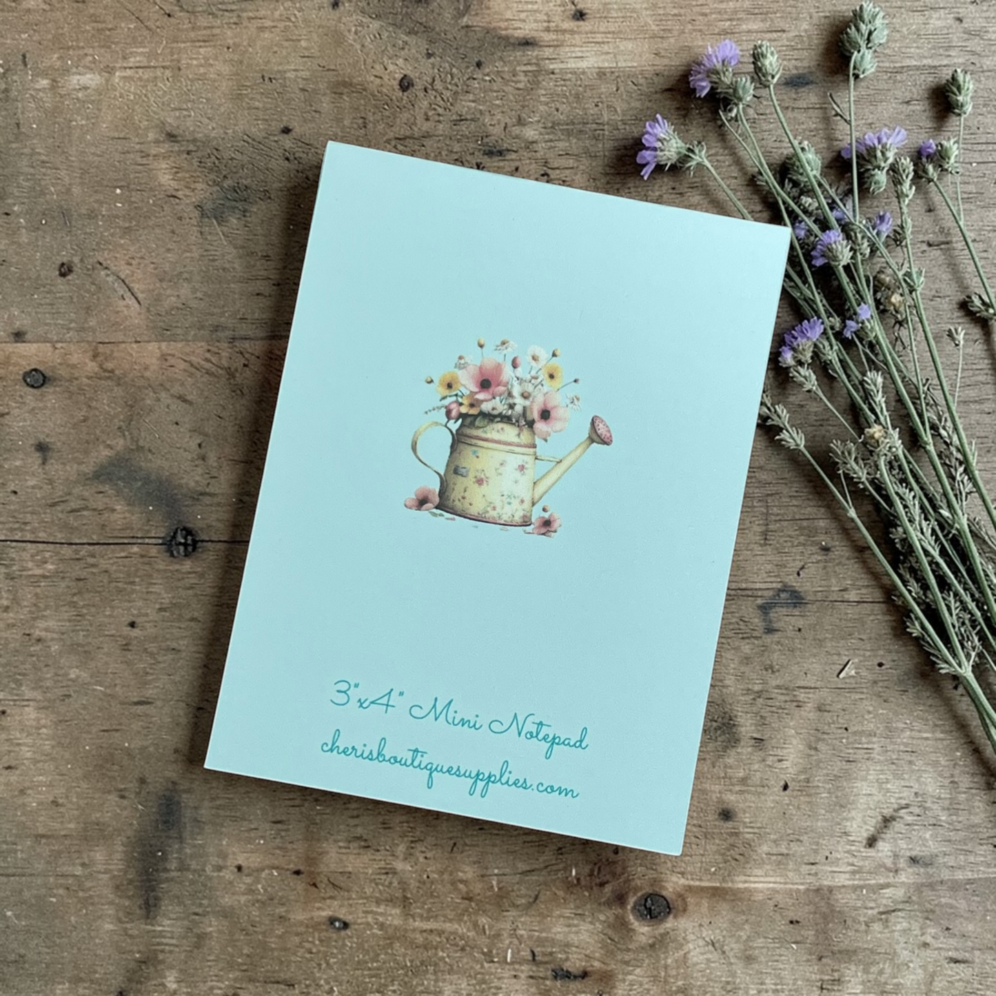Floral Watering Can Mini Notepad – Spring Memo Pad