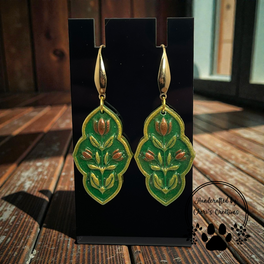 Inlaid Tulip Earrings – Floral Statement Dangle Earrings