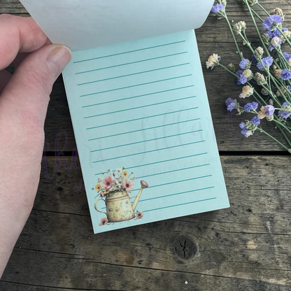 Floral Watering Can Mini Notepad – Spring Memo Pad