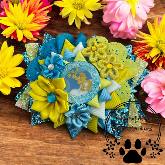 Pastel Star Bear Hair Bow – Handmade Faux Leather Bow for Girls