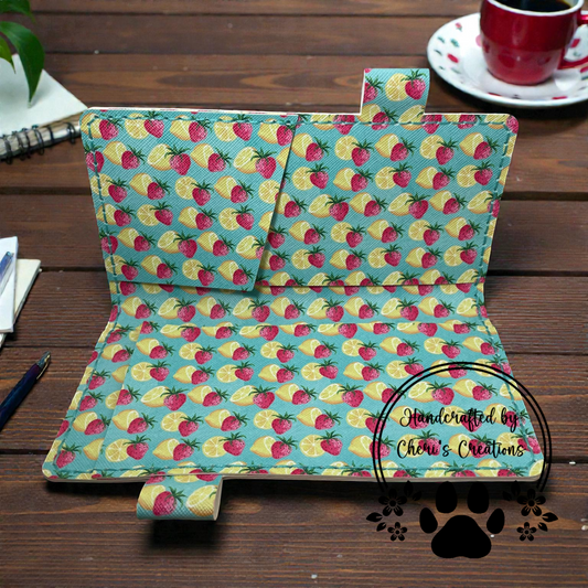 Strawberries & Lemons Faux Leather Checkbook Holder