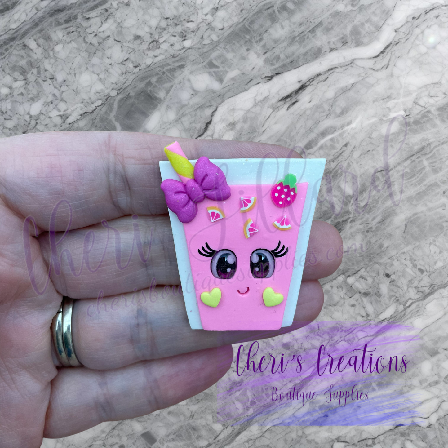 Strawberry Lemonade Polymer Clay Embellishment