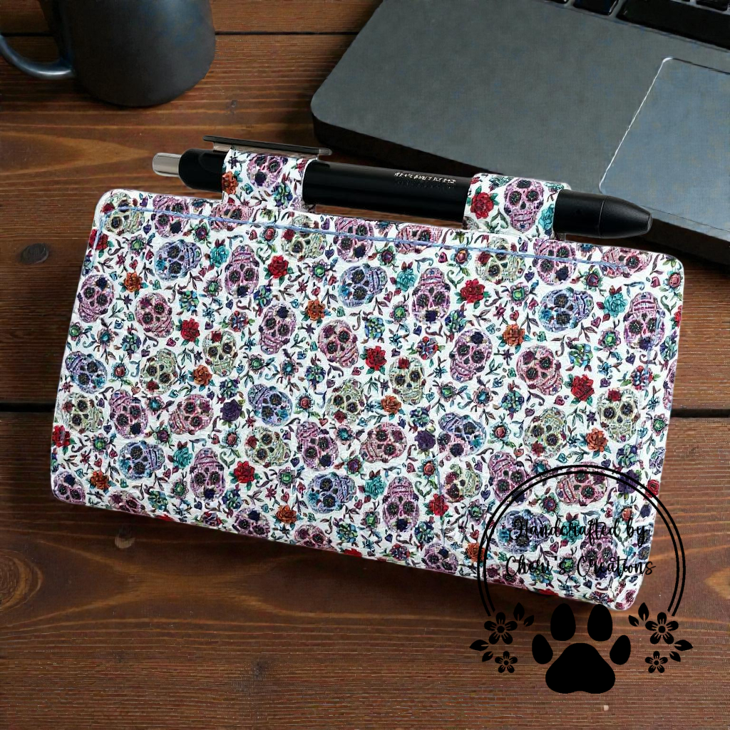 Colorful Sugar Skulls Faux Leather Checkbook Holder