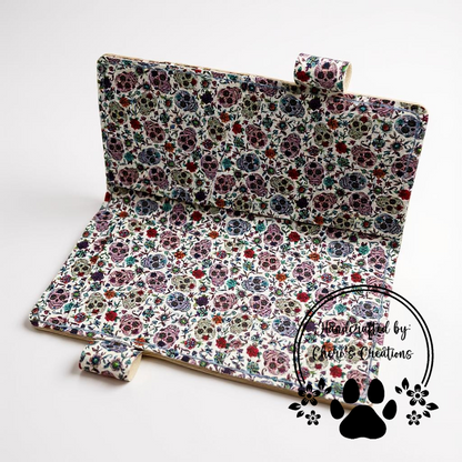 Colorful Sugar Skull Checkbook Cover – Handmade Faux Leather Accessory