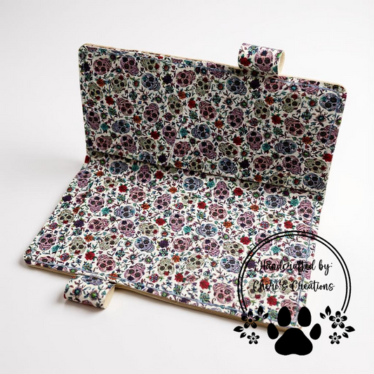 Colorful Sugar Skull Checkbook Cover – Handmade Faux Leather Accessory