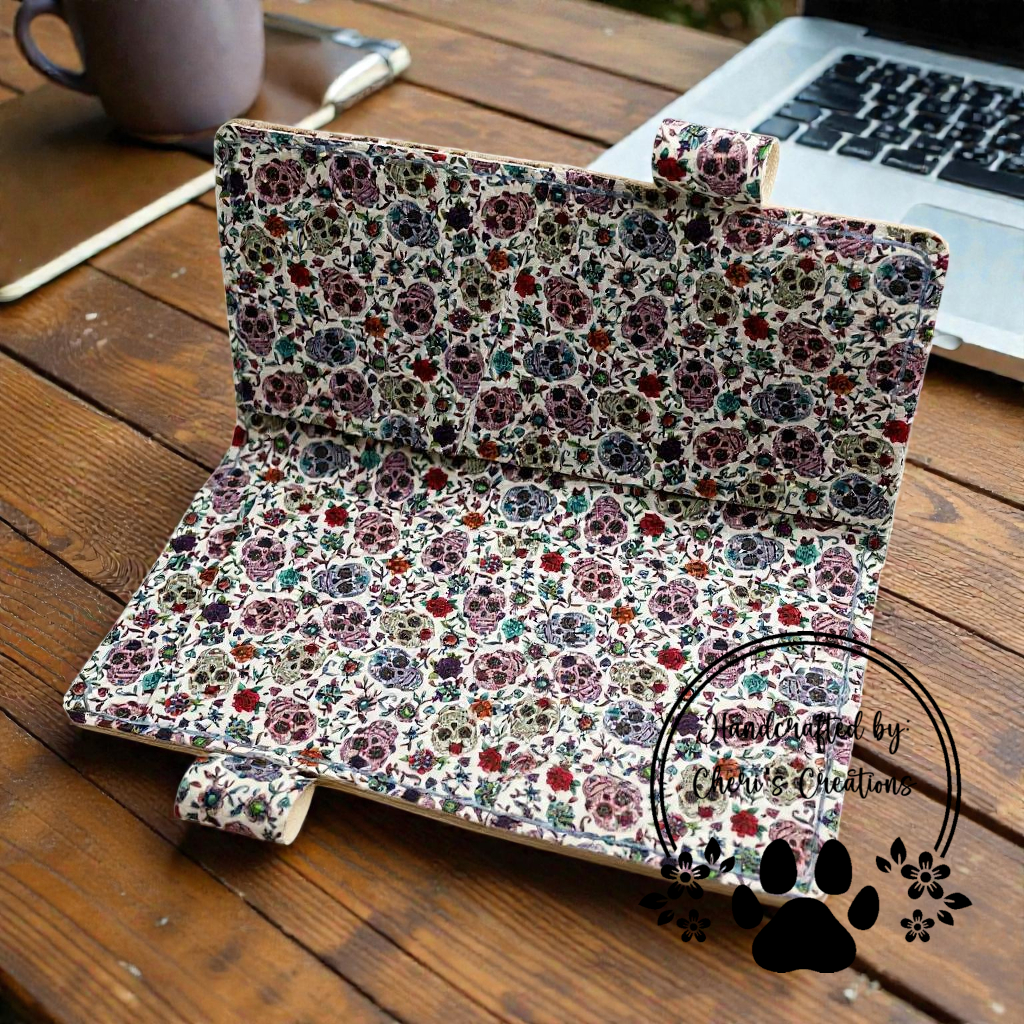 Colorful Sugar Skulls Faux Leather Checkbook Holder