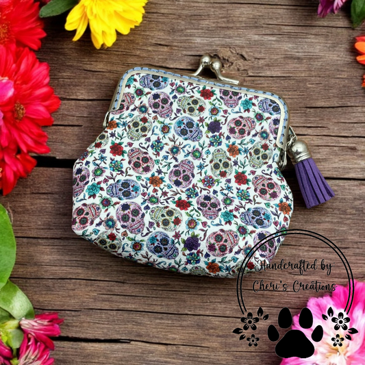 Dia de los Muertos Sugar Skull Coin Purse