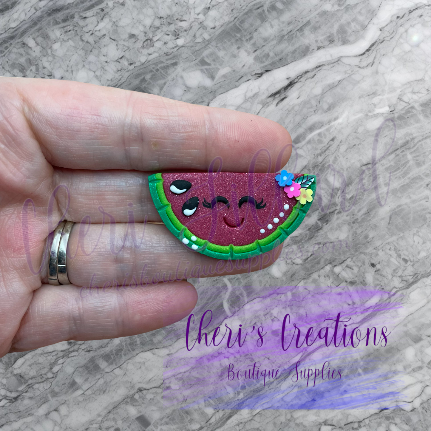 Sweet Summer Watermelon Polymer Clay Embellishment