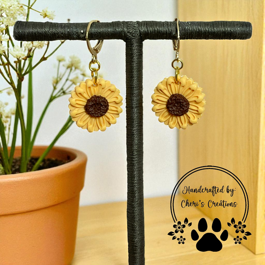 Simple Fall Sunflowers Polymer Clay Dangle Earrings