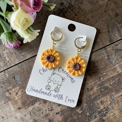 Sunflower Dangles - Handmade Polymer Clay Earrings