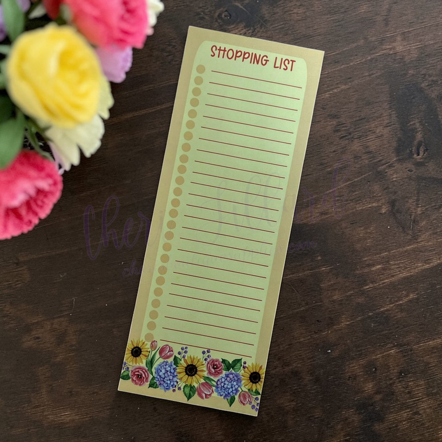 Sunflower Floral Shopping List Notepad
