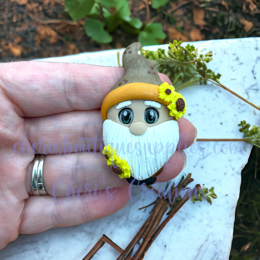 Sunflower Gnome Polymer Clay Embellishment