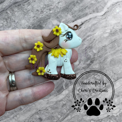 Sunflower Pony Polymer Clay Embellishment