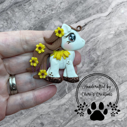 Sunflower Pony Polymer Clay Embellishment