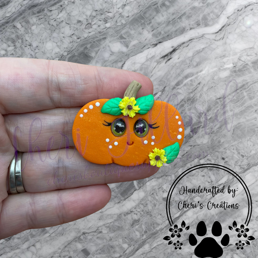 Fall Sunflower Pumpkin Polymer Clay Embellishment