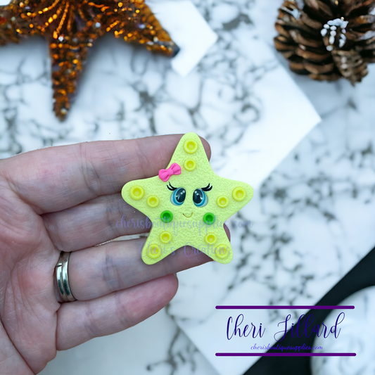 Sunny Starfish Polymer Clay Embellishment