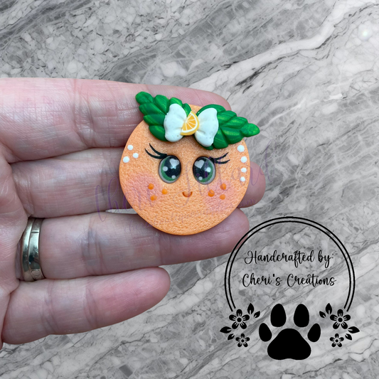 Cute Orange – Handmade Polymer Clay Fruit Embellishment for Bow Making, Crafting & DIY Accessories