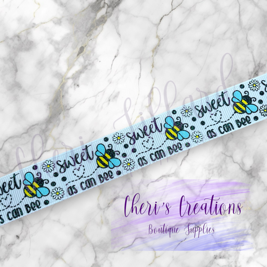 Sweet as Can Bee Grosgrain Ribbon – 7/8" Bumble Bee Themed Ribbon