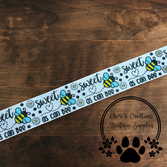Sweet as Can Bee Grosgrain Ribbon – 7/8" Bumble Bee Themed Ribbon