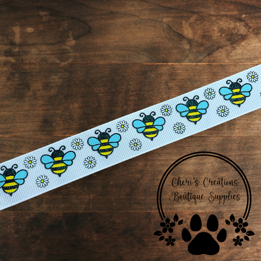 Sweet as Can Bee Grosgrain Ribbon – 7/8" Bumble Bee Themed Ribbon