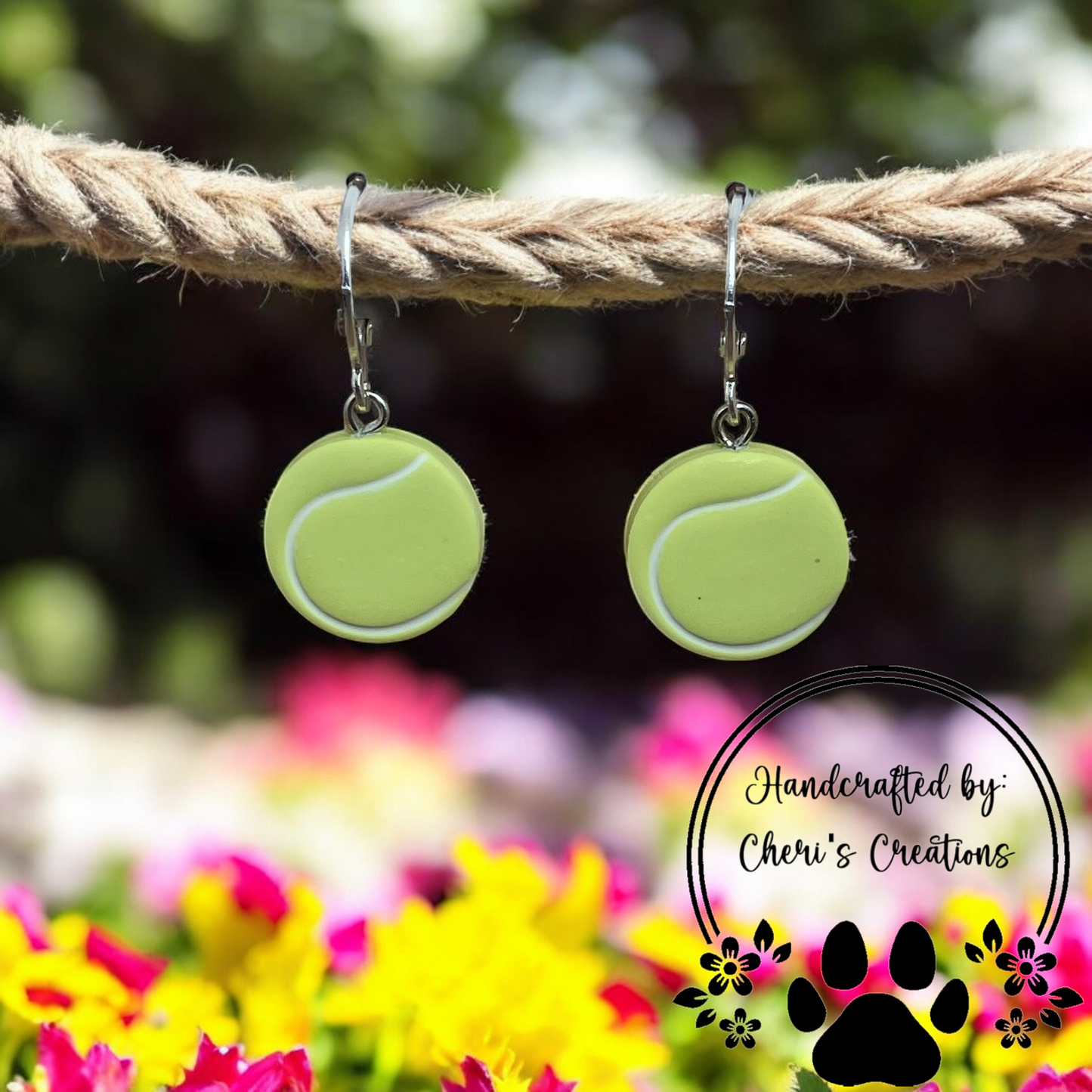 Tennis Ball Polymer Clay Dangle Earrings