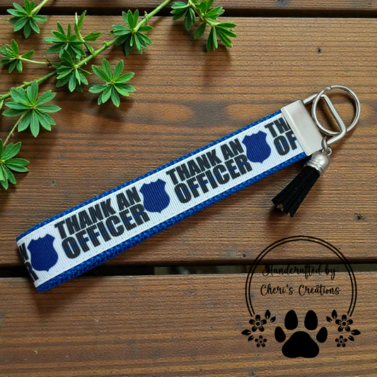 Wristlet Keychain - Thank an Officer Key Fob