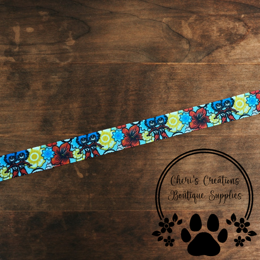 Whimsical Red & Blue Character-Inspired Grosgrain Ribbon – 5/8" & 7/8" | Storybook Craft Ribbon