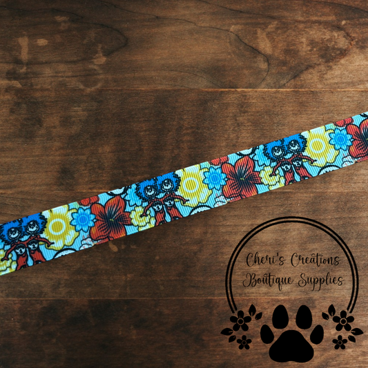 Whimsical Red & Blue Character-Inspired Grosgrain Ribbon – 5/8" & 7/8" | Storybook Craft Ribbon