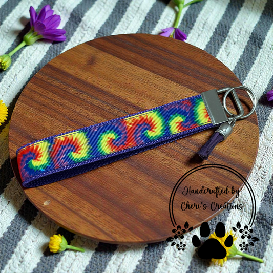 Wristlet Keychain - Groovy Tie Dye Key Fob