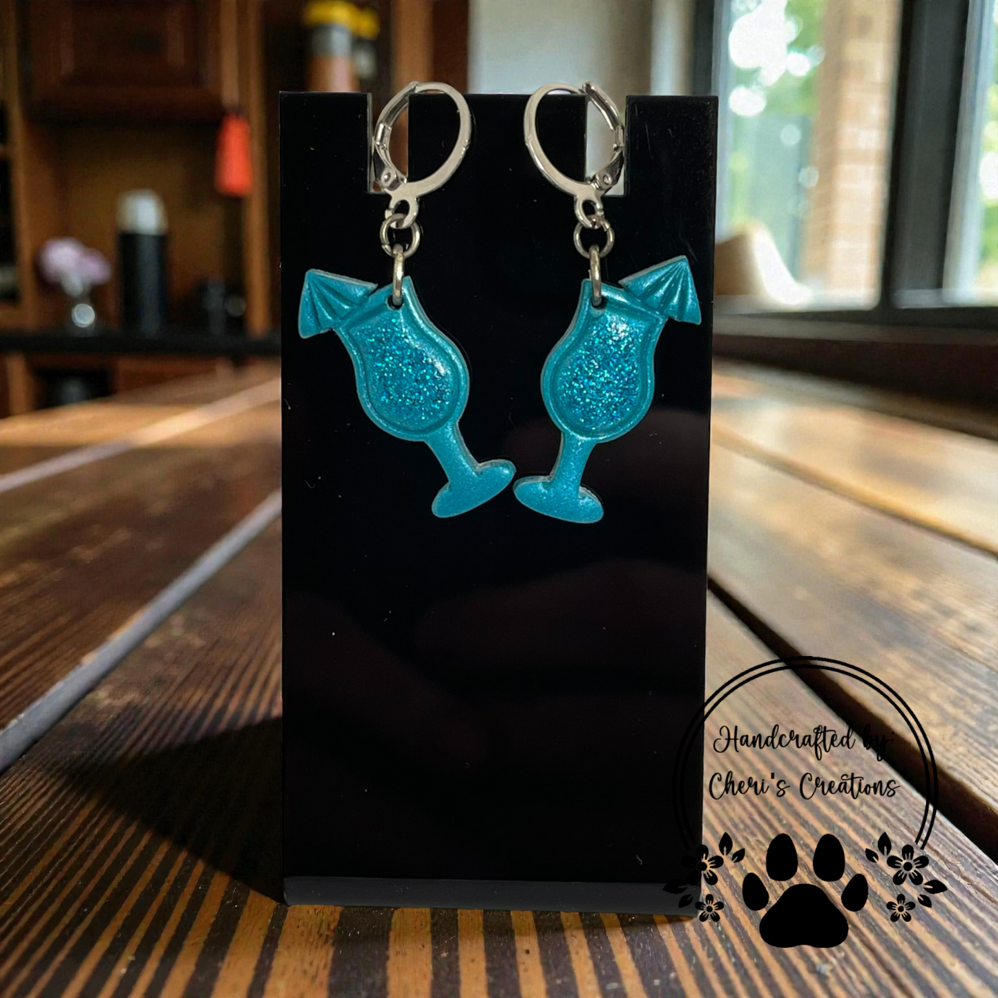 Turquoise Cocktail Dangles - Handmade Polymer Clay Earrings