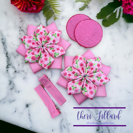 Pink Roses Flower Bow Kit