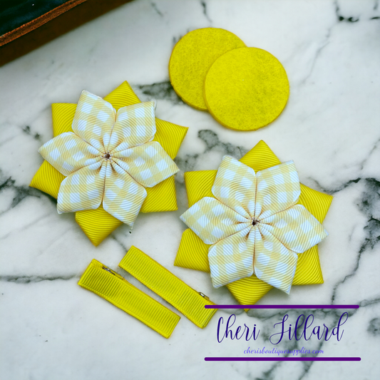 Yellow Plaid Flower Bow Kit