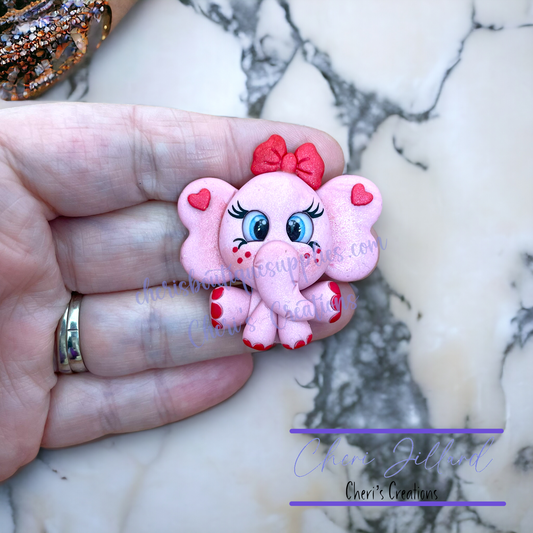 Valentine Elephant Polymer Clay Embellishment