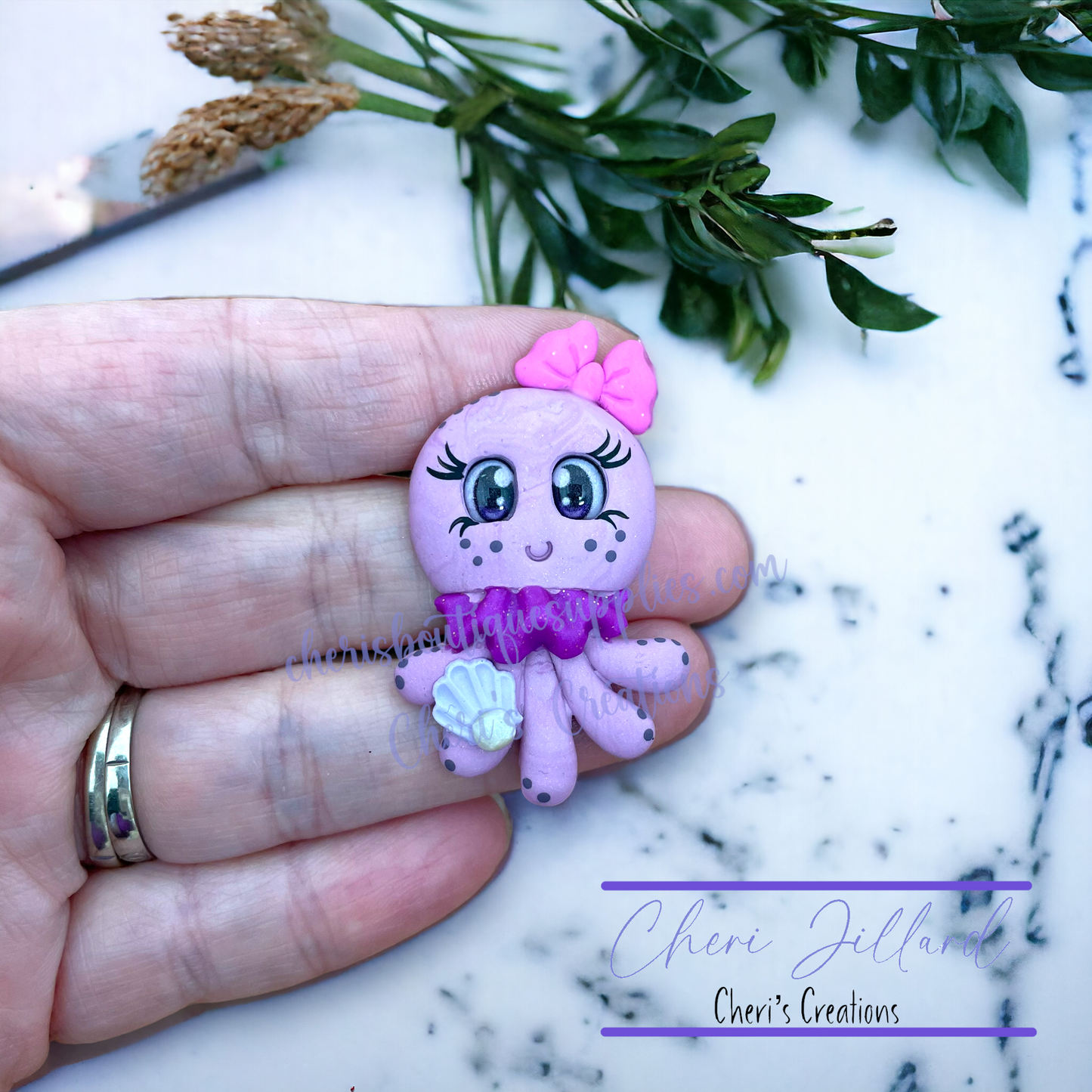 Valentine Jellyfish Polymer Clay Embellishment