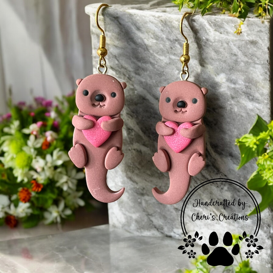 Sweet Otters Polymer Clay Earrings