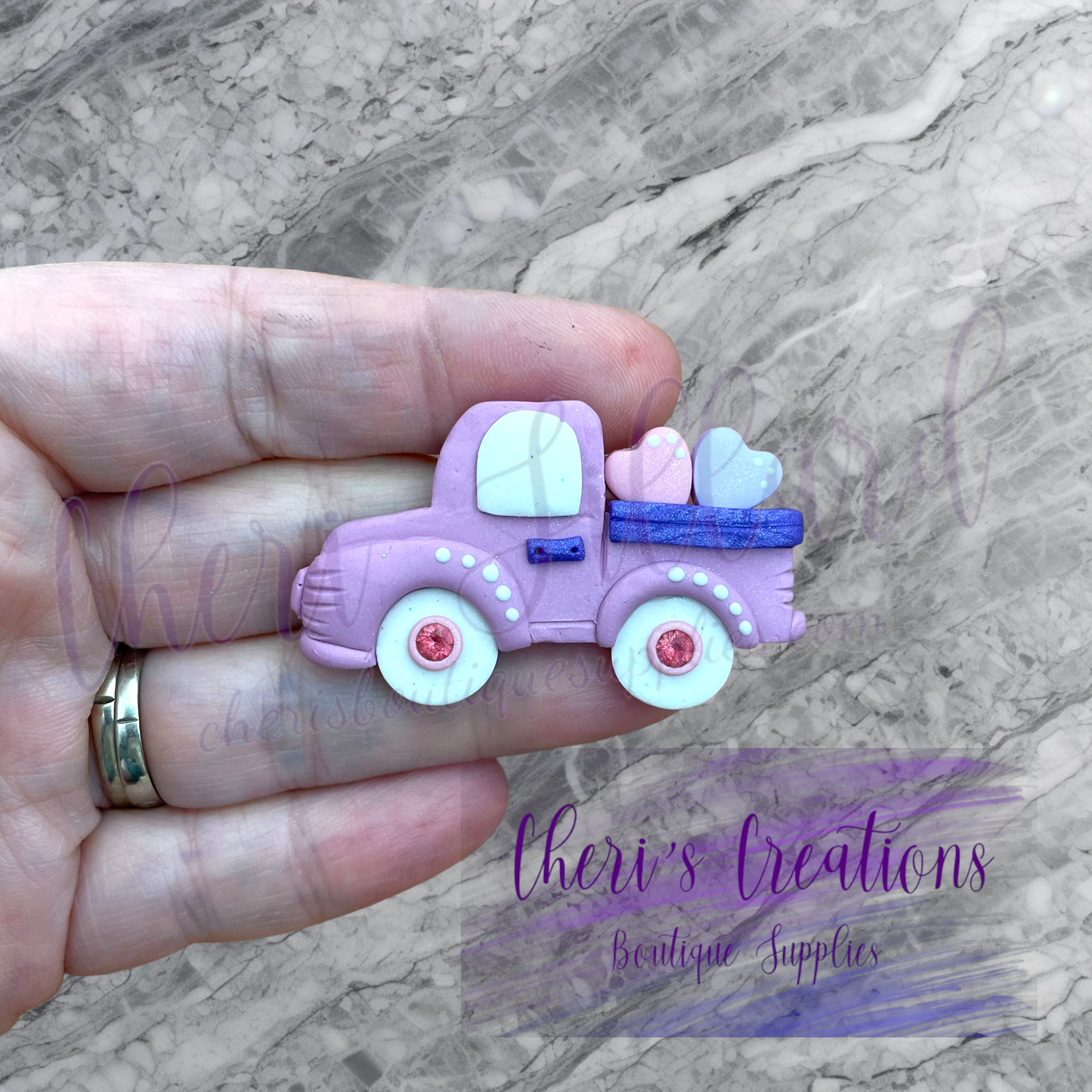 Valentine Truck Polymer Clay Embellishment