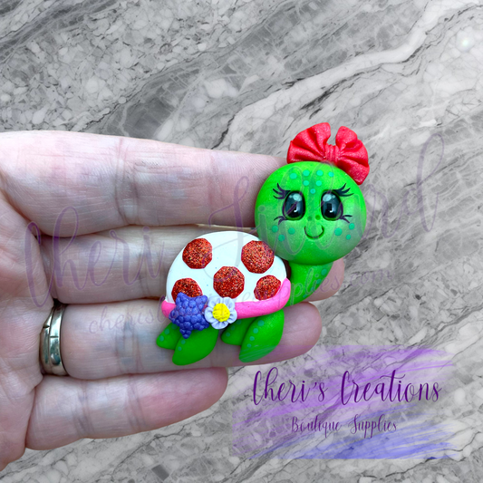 Valentine Turtle Polymer Clay Embellishment