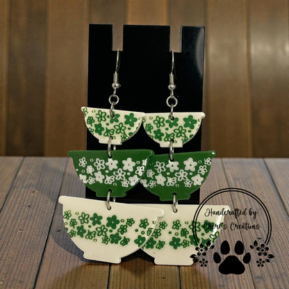 Vintage Bowl Dangle Earrings – Handmade Polymer Clay Earrings