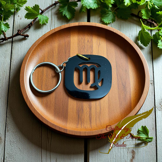 Zodiac Sign Keychain: Virgo - Black