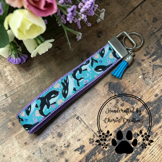 Orca Whales Wristlet Keychain