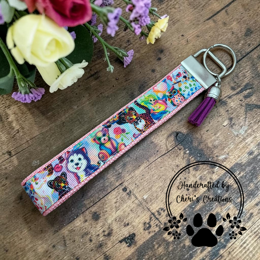 Rainbow Animals Wristlet Keychain