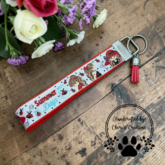 Summer Ladybugs Wristlet Keychain