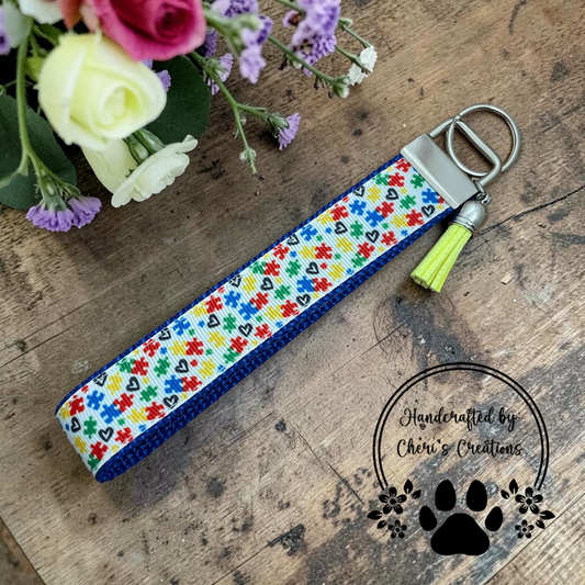 Autism Awareness Wristlet Keychain
