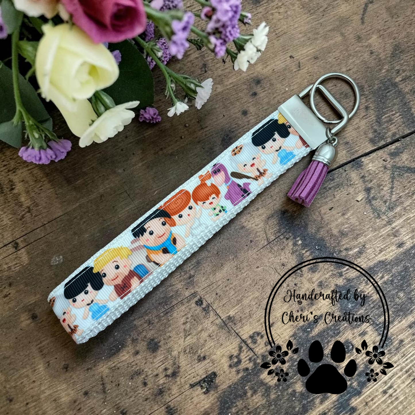 Stone Age Friends Wristlet Keychain