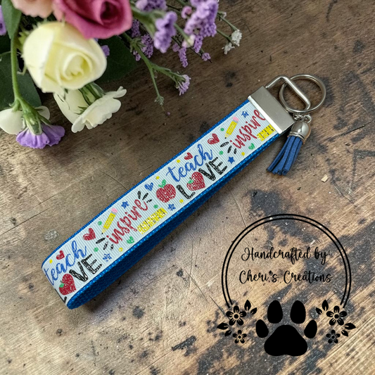 Teach Love Inspire Primary Wristlet Keychain