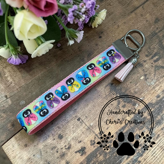 Rainbow Fireflies Wristlet Keychain