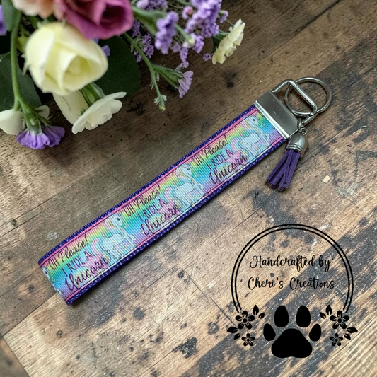 Rainbow Unicorn Wristlet Keychain