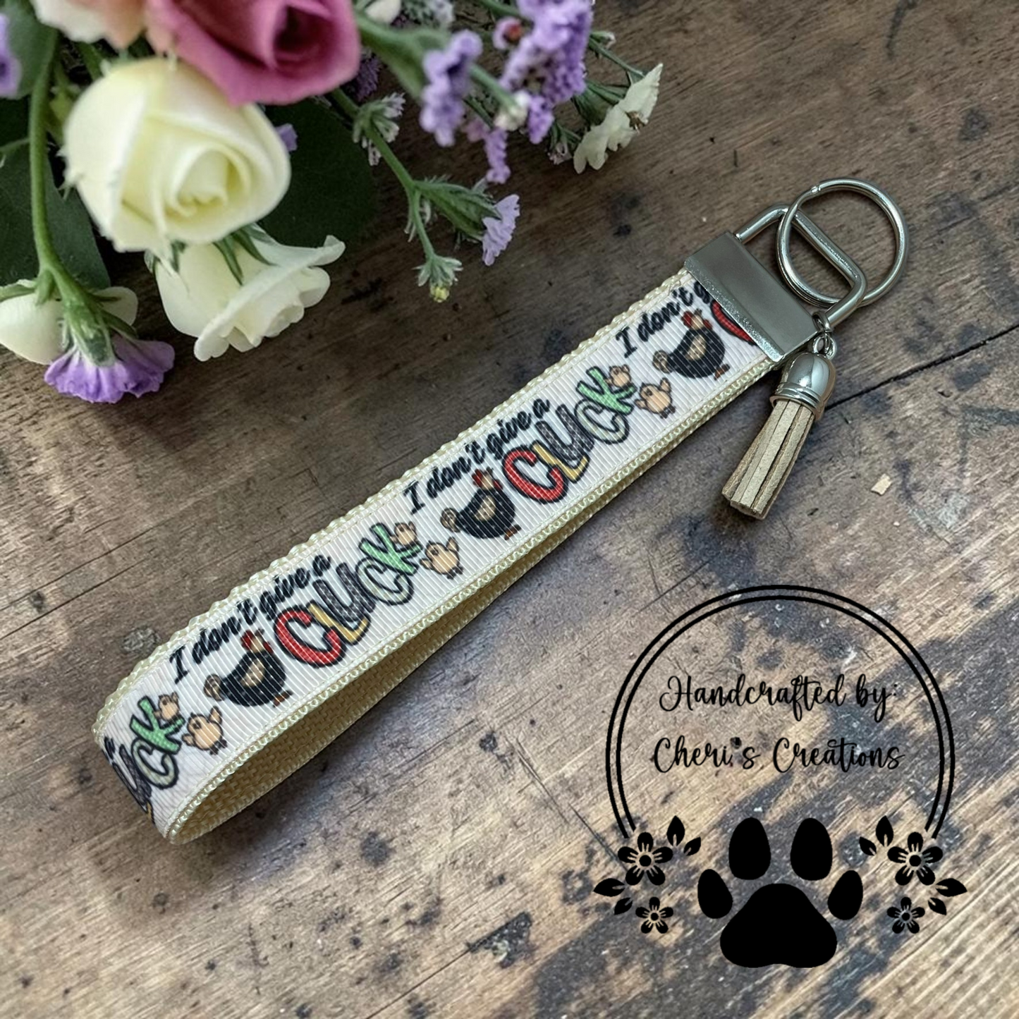 Don't Give a Cluck Wristlet Keychain