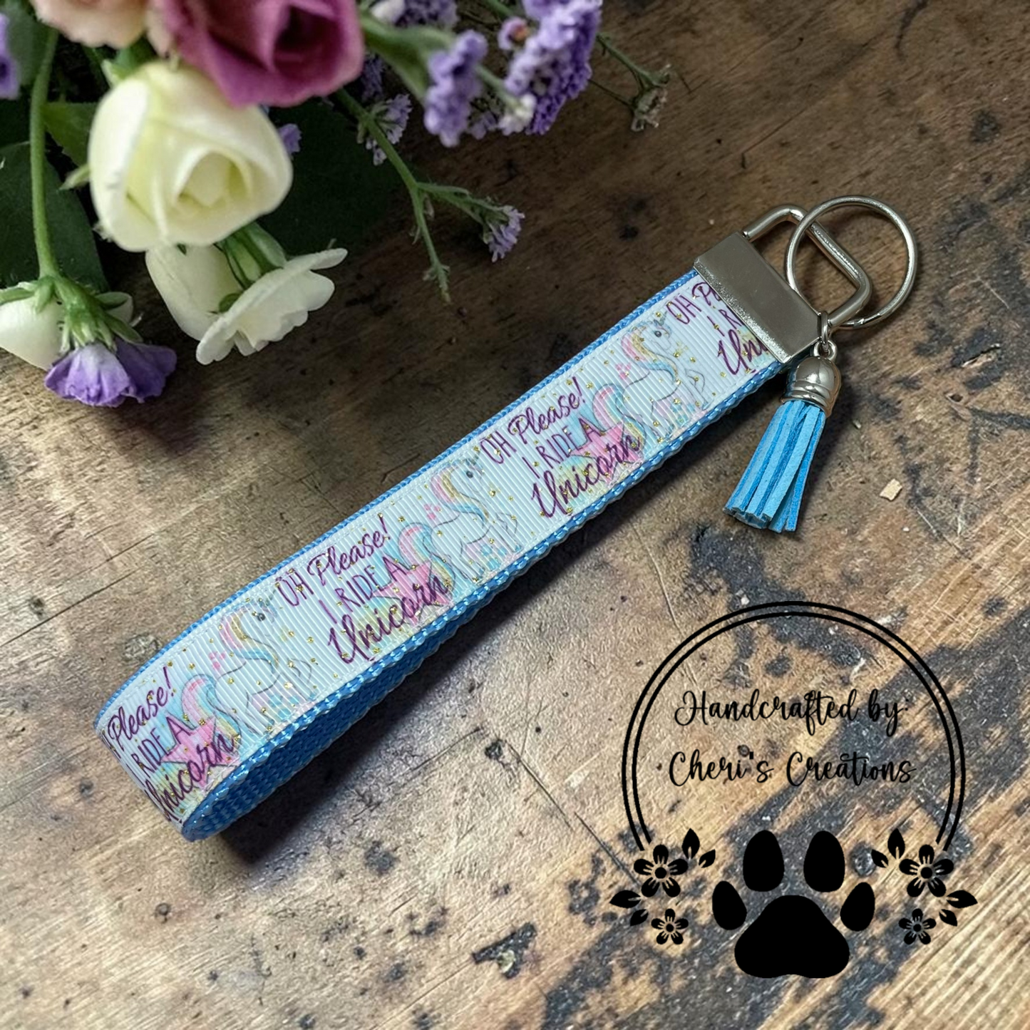 Sassy Unicorn Wristlet Keychain