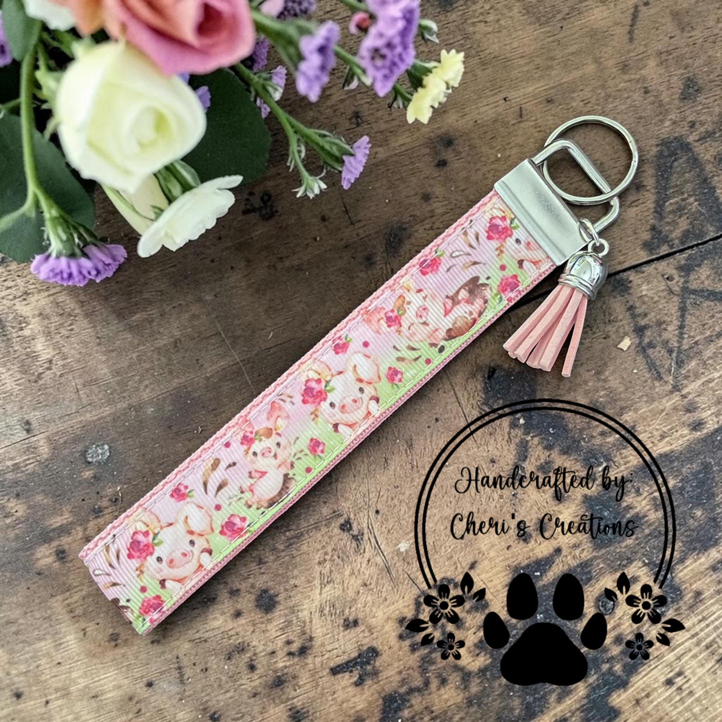 Muddy Piglets Wristlet Keychain